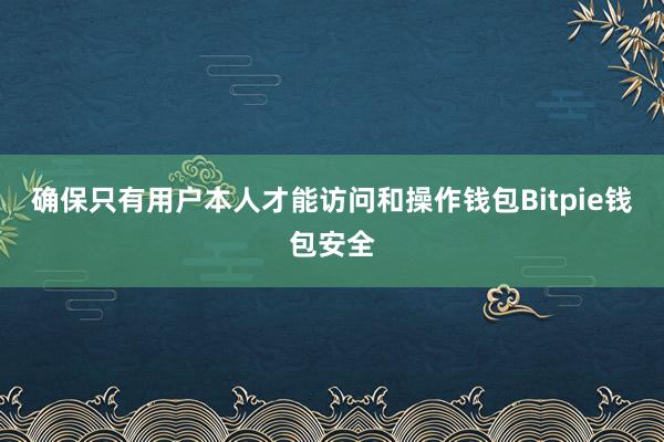 确保只有用户本人才能访问和操作钱包Bitpie钱包安全