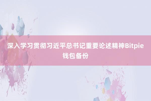 深入学习贯彻习近平总书记重要论述精神Bitpie钱包备份