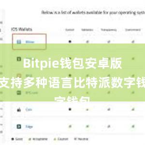 Bitpie钱包安卓版还支持多种语言比特派数字钱包