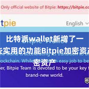 比特派wallet新增了一些实用的功能Bitpie加密资产